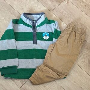 Carter's Green and Gray Striped Outfit